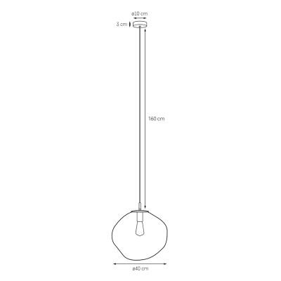 AVIA Black L glass hanging lamp with a smoked irregular shade KASPA