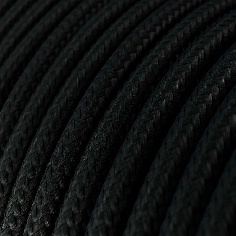 Black cable in a textile braided Glossy Charcoal Black 2x0.75mm Creative-Cables