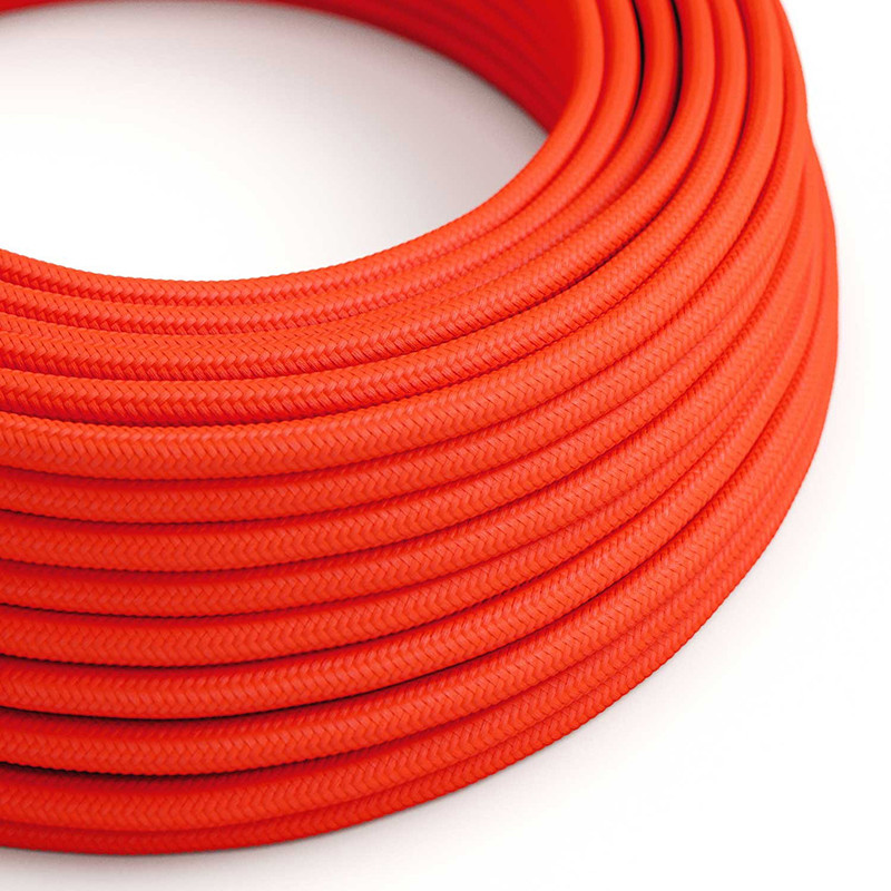 Pomarańczowy kabel Fluo RF15 w oplocie poliestrowym 2x0.75 Creative-Cables