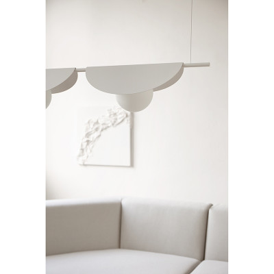 Double hanging lamp Sallo B white with a decorative lampshades and a white glass balls UMMO