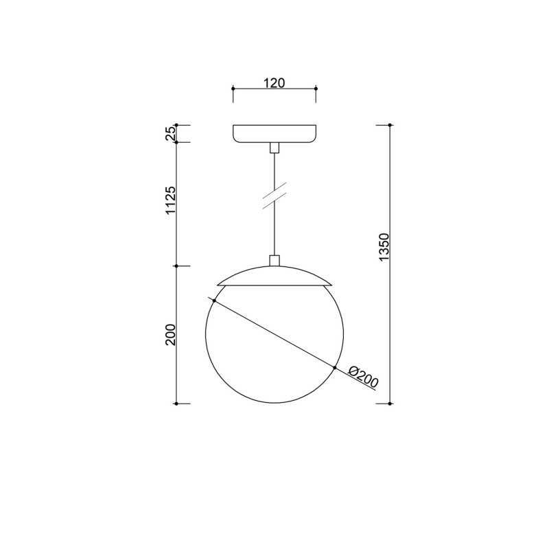 KUUL G ceiling pendant lamp, lampshade white ball, black frame UMMO