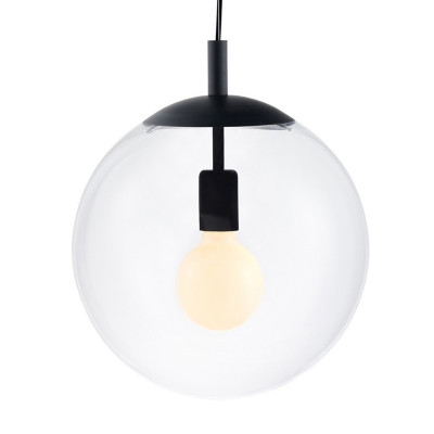 ALUR L pendant light with clear glass globe and black details – KASPA