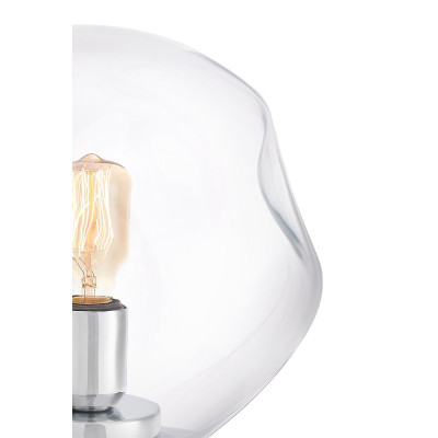 Szklana lampa stojąca AVIA transparentne nieregularne szkło i chromowane detale KASPA