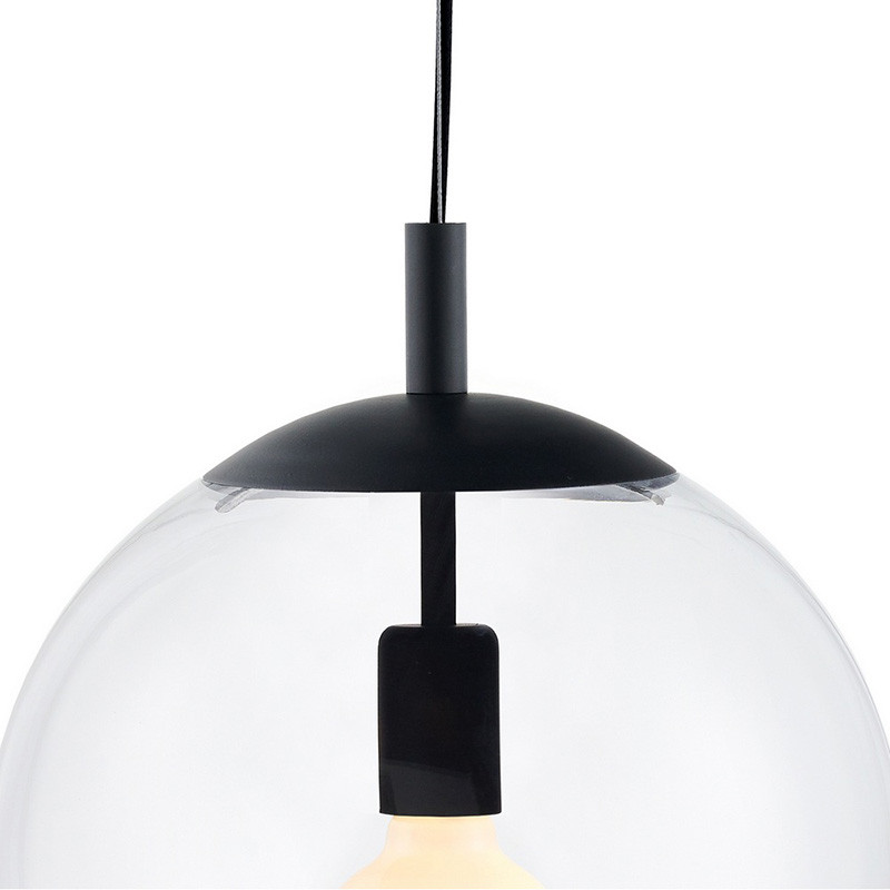 ALUR L pendant light with clear glass globe and black details – KASPA