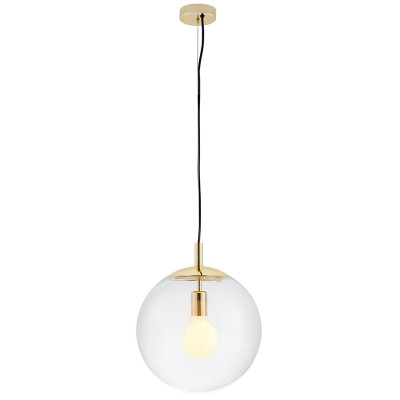 ALUR L pendant light with clear glass globe and gold details – KASPA