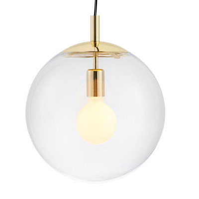 ALUR L pendant light with clear glass globe and gold details – KASPA