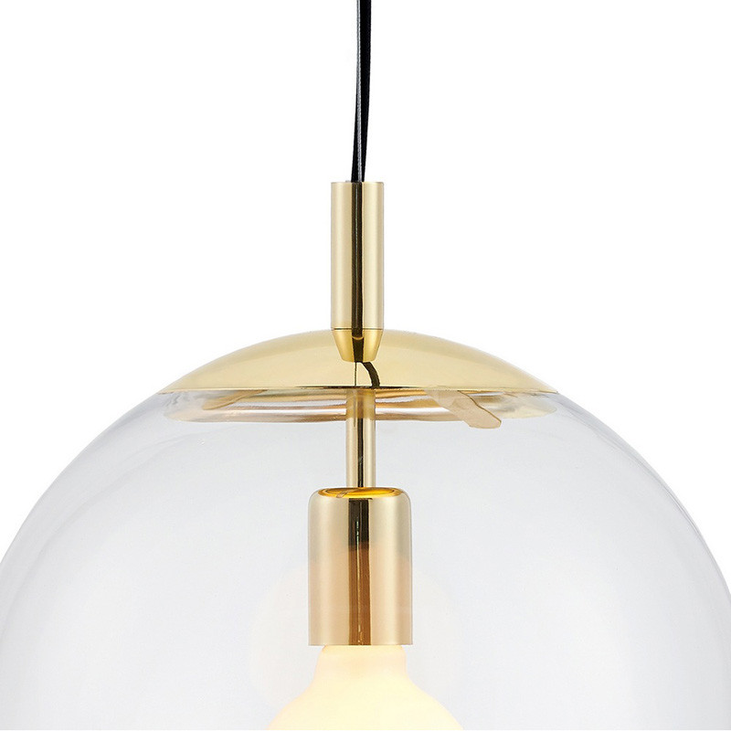 ALUR L pendant light with clear glass globe and gold details – KASPA