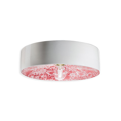 PI Ming Rosso ceramic ceiling lamp with a diameter of 40 cm red and white Ferroluce