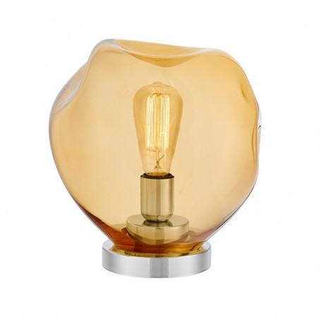Glass floor lamp AVIA amber irregular glass and chrome details KASPA