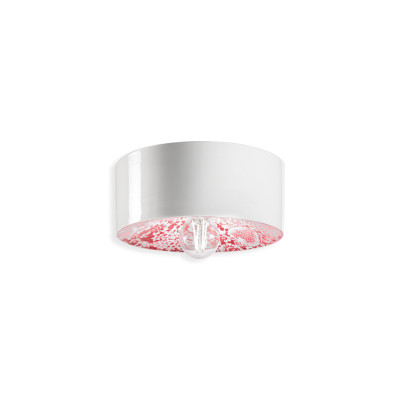 PI Ming Rosso ceramic ceiling lamp with a diameter of 25 cm red and white Ferroluce