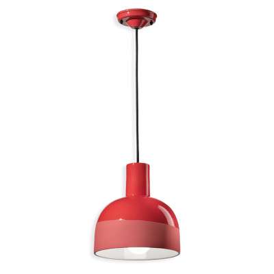 CAXIXI Rosso Corallo ceramic pendant lamp with semi-circular shade red Ferroluce