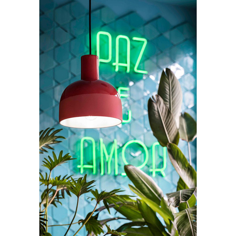 CAXIXI Rosso Corallo ceramic pendant lamp with semi-circular shade red Ferroluce