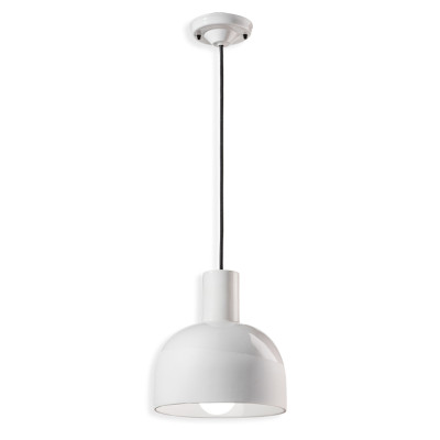 CAXIXI Bianco Grezzo ceramic pendant lamp with semi-circular shade white Ferroluce