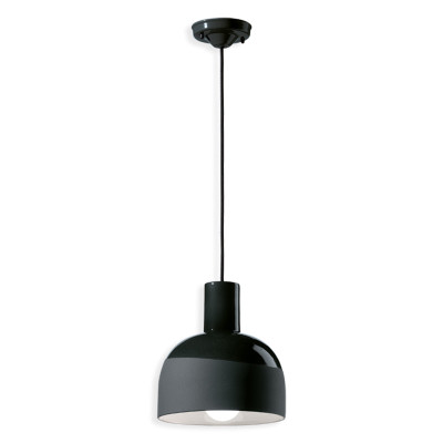CAXIXI Nero Carbone ceramic pendant lamp with semi-circular shade black Ferroluce
