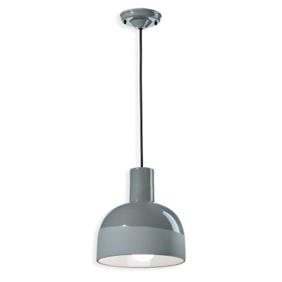 CAXIXI Grigio Castello ceramic pendant lamp with semi-circular shade grey Ferroluce