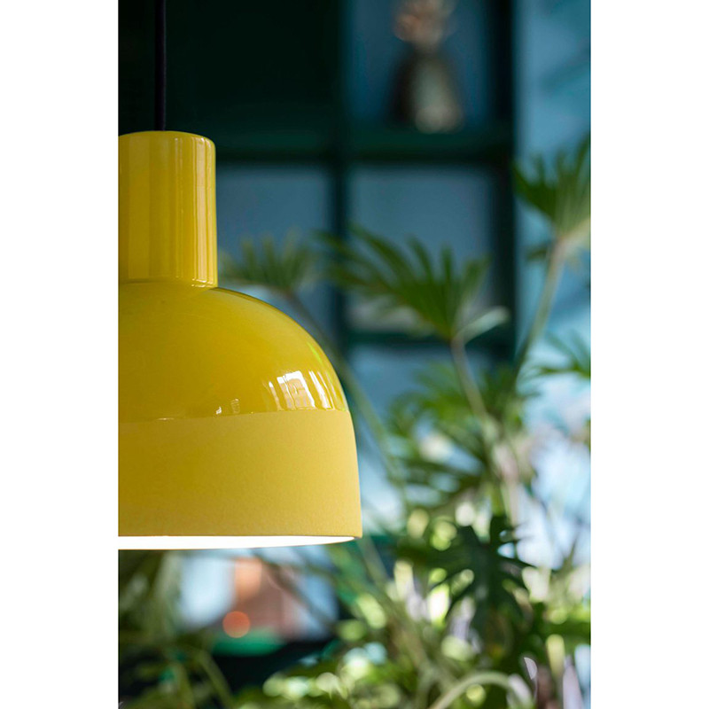 Ceramiczna lampa wisząca CAXIXI Giallo Limone z półokrągłym kloszem żółty Ferroluce