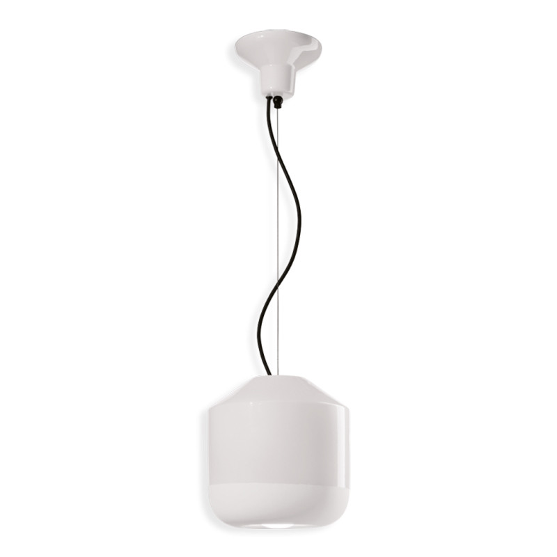BELLOTA Bianco Grezzo ceramic hanging lamp with a hidden bulb and a white shade 22cm Ferroluce
