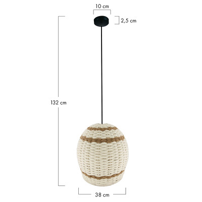Biała lampa wisząca boho Cotton z bawełnianym kloszem Dijk