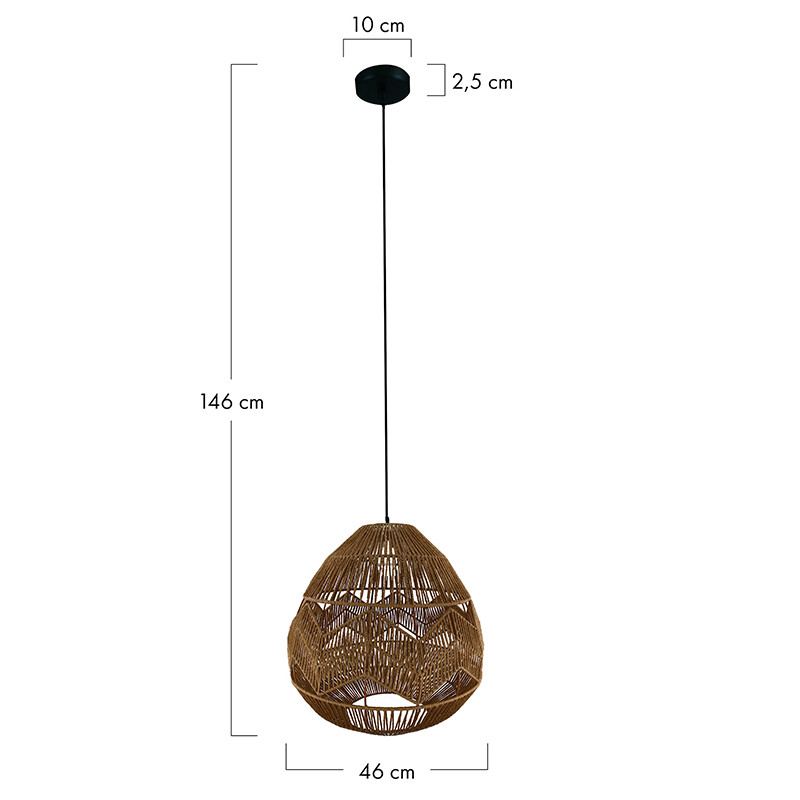 Brown pendant lamp Natural with openwork shade Dijk