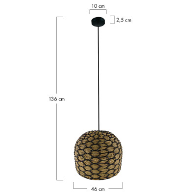 Lampa wisząca boho Seagrass z kloszem z trawy morskiej Dijk