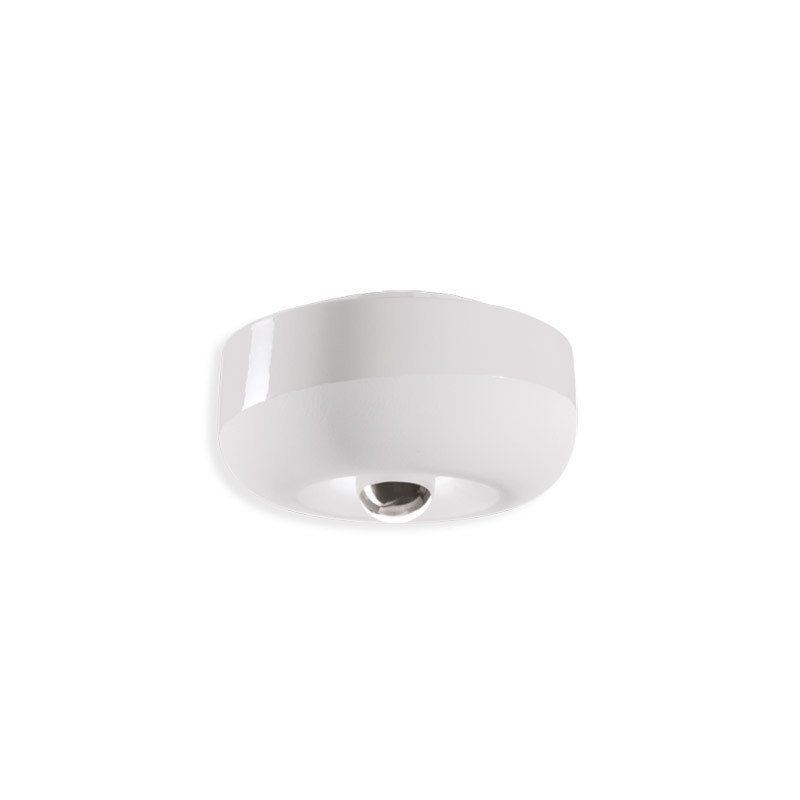 Ceramic ceiling lamp BELLOTA Bianco Grezzo with a hidden bulb and a white lampshade 27cm Ferroluce