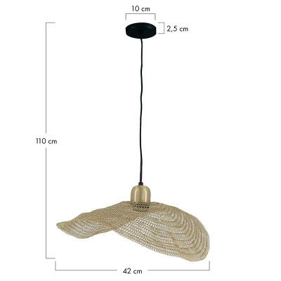 Złota lampa wisząca Chain z metalowym kloszem Dijk
