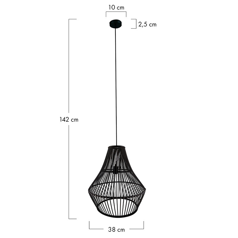 Black pendant lamp boho Bamboo with bamboo shade Dijk