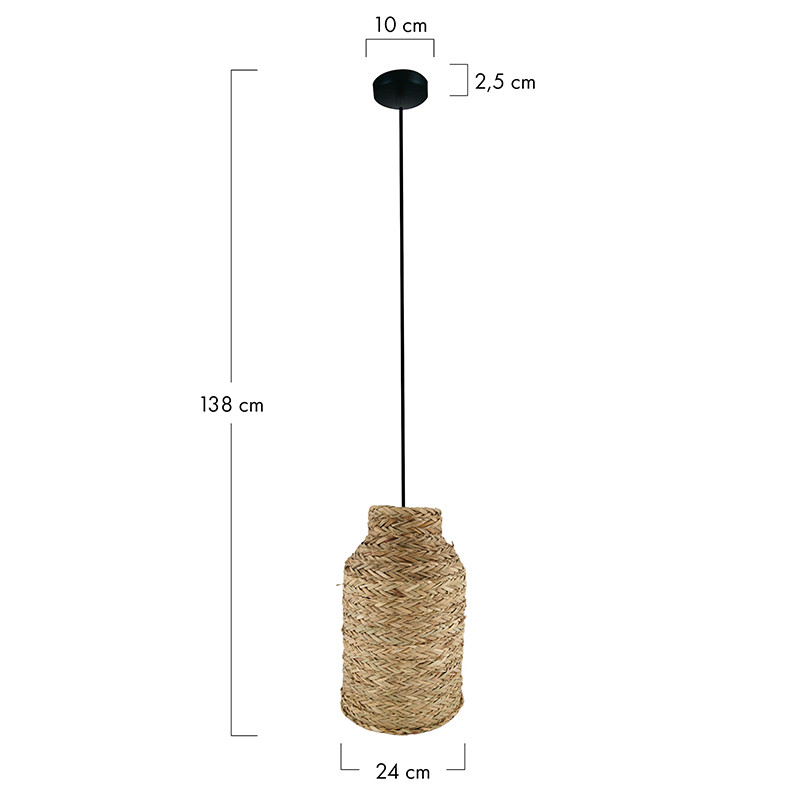 Pendant lamp boho Seagrass II with natural shade Dijk