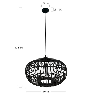 Lampa wisząca boho Bamboo z okrągłym bambusowym kloszem Dijk