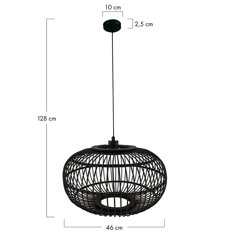 Pendant lamp boho Bamboo with a round bamboo shade Dijk