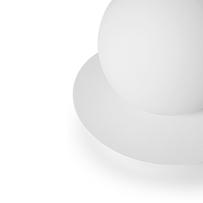 Lampa na stolik BORRA ST nowoczesna lampka stojąca z białym dyskiem UMMO