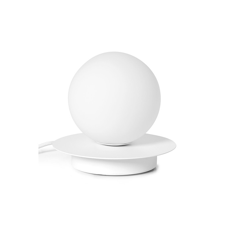 Lampa na stolik BORRA ST nowoczesna lampka stojąca z białym dyskiem UMMO