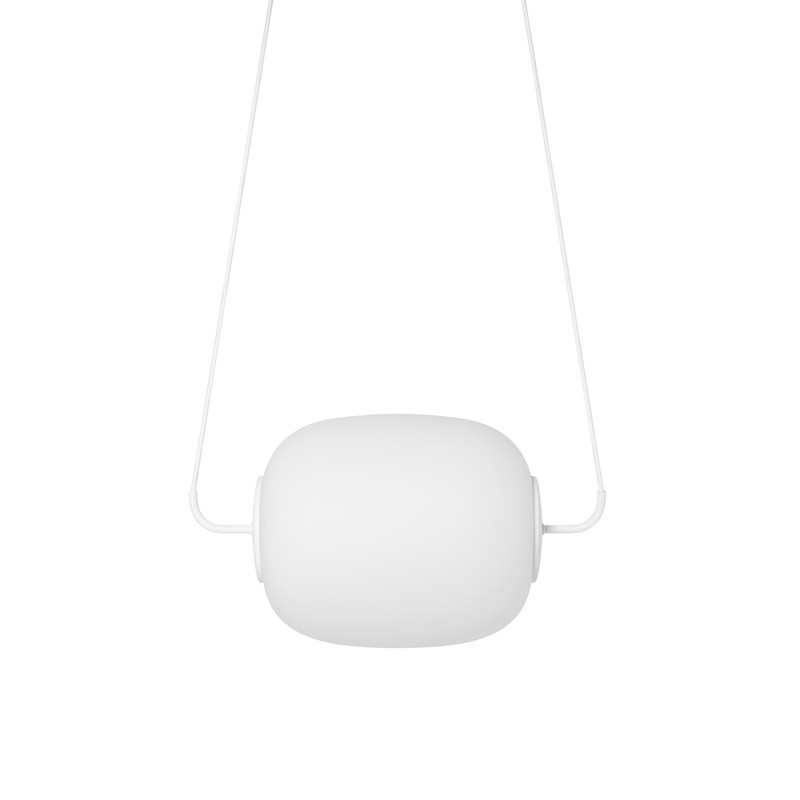 Sufitowa lampa wisząca EPLI duży biały szklany klosz i białe mocowanie UMMO