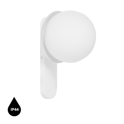 Wall lamp sconce KUUL D white wall mount with white glass ball IP44 UMMO 24h