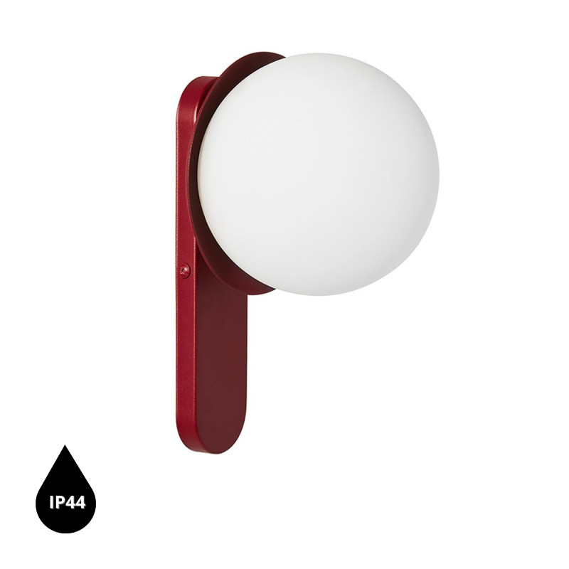 Wall lamp sconce KUUL D burgundy wall mount with white glass ball IP44 UMMO