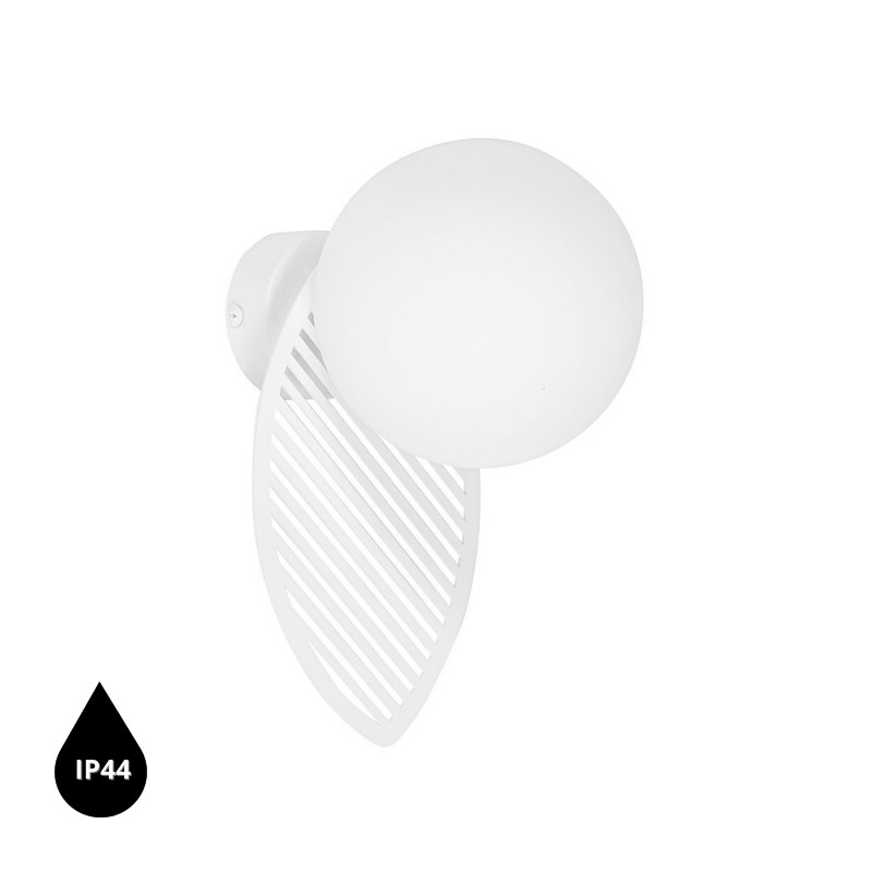 Dekoracyjna biała lampa ścienna FYLLO B biały kinkiet z podwyższoną szczelnością IP44 UMMO