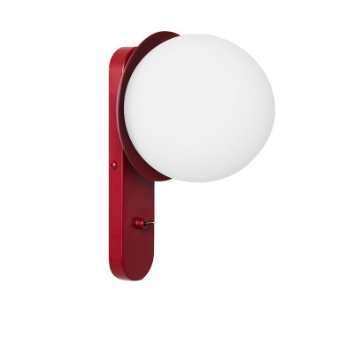 Lampa ścienna KUUL D1 burgundowy kinkiet z włącznikiem i białą szklaną kulą UMMO 24h