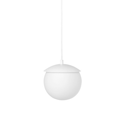 Sufitowa lampa wisząca KUUL G białe mocowanie i biała szklana średnia kula UMMO 24h