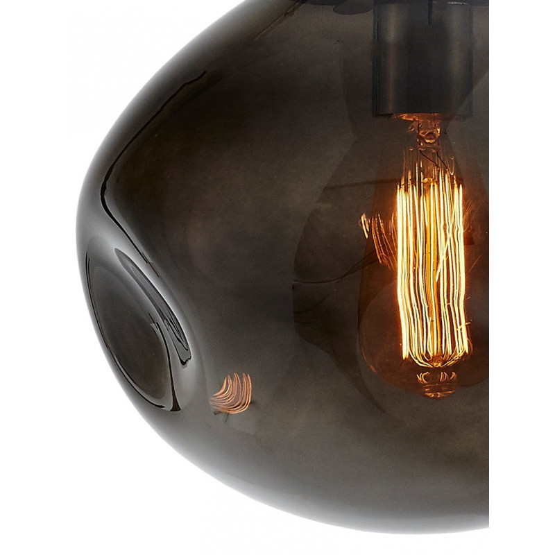 Szklana lampa wisząca AVIA M dymne nieregularne szkło i chromowane detale KASPA