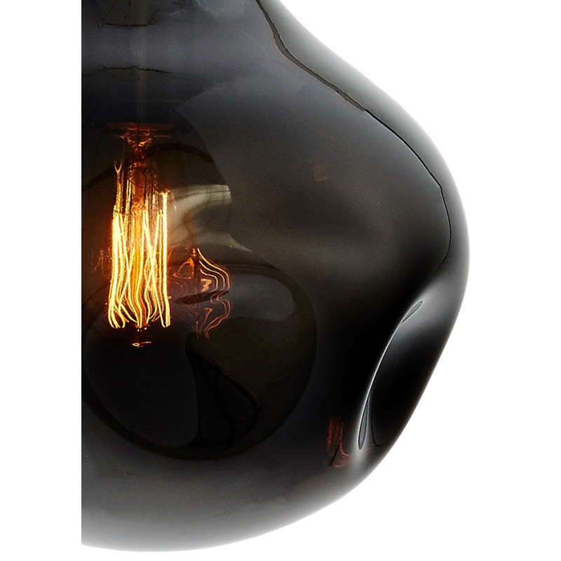 Szklana lampa wisząca AVIA S dymne nieregularne szkło i chromowane detale KASPA
