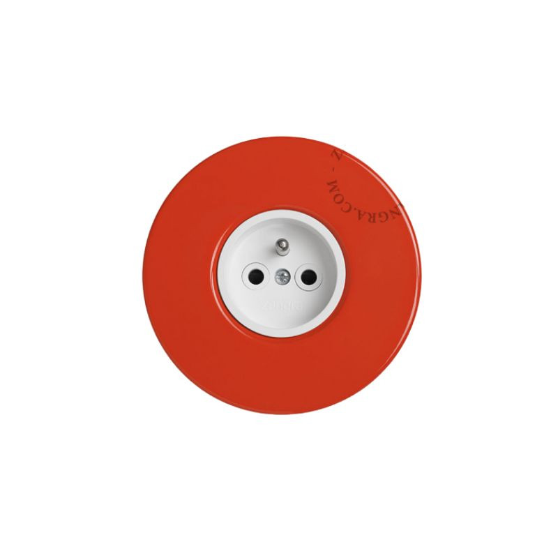 Red 040.r.001-w flush-mounted socket with grounding pin, metal frame and white center Zangra