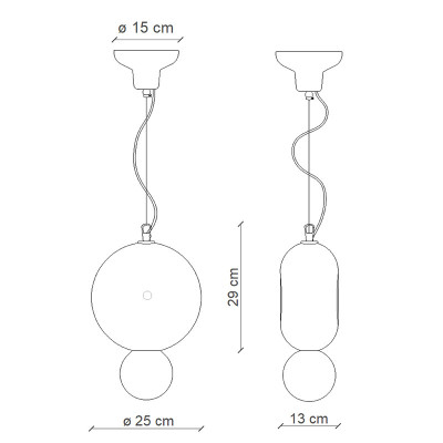 Ceramiczna lampa wisząca BUMBUM 1 Turchese z turkusowym kloszem Ferroluce