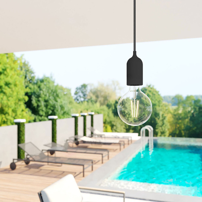Black bulb holder E27, festoon garland bulb holder