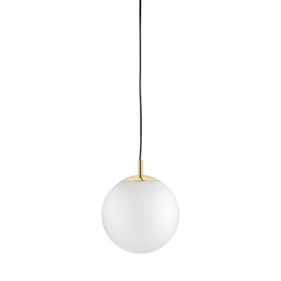 ALUR M ceiling hanging lamp, white lampshade golden details KASPA