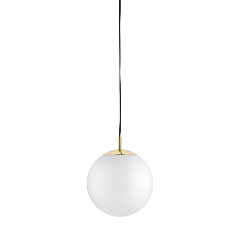 ALUR M ceiling hanging lamp, white lampshade golden details KASPA