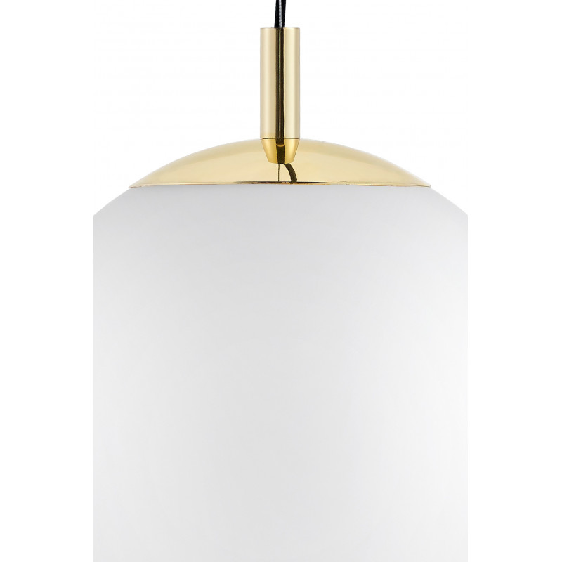 ALUR M ceiling hanging lamp, white lampshade golden details KASPA