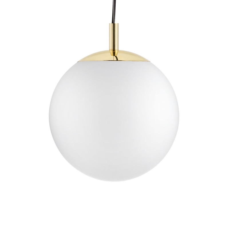 ALUR M ceiling hanging lamp, white lampshade golden details KASPA