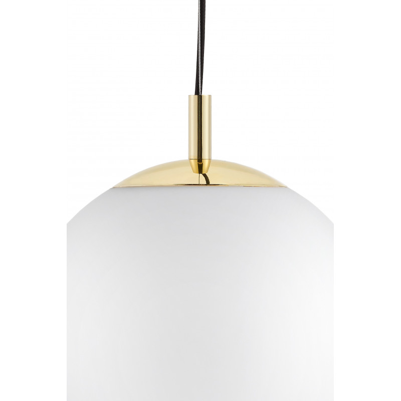 ALUR M ceiling hanging lamp, white lampshade golden details KASPA
