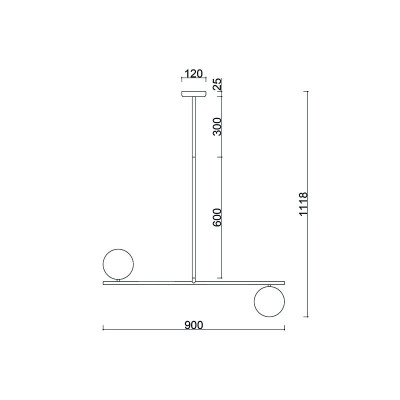 Ceiling lamp Suguri C in L size white on a tube with white glass balls UMMO