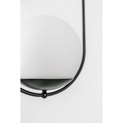 Ceiling lamp KOBAN B black oval frame and white glass lampshade IP44 UMMO